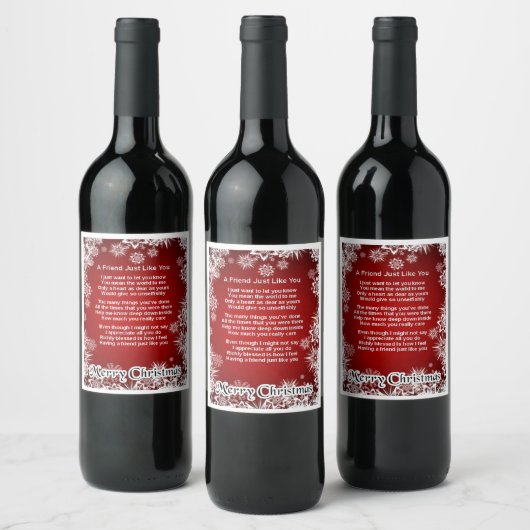 Christmas Wine Bottle Label - Vriend Gedicht Wijn Etiket (Flessen)
