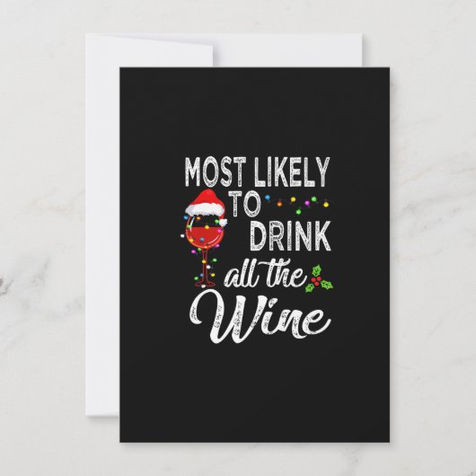 Christmas Wine Drinking, Most Likely To Drink All Kaart (Voorkant)