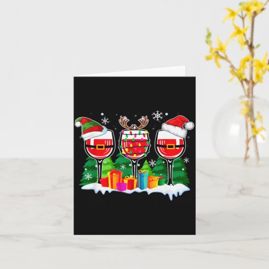 Christmas Wine - Funny Reindeer Santa Xmas Alcohol Kaart (Gele Bloem)