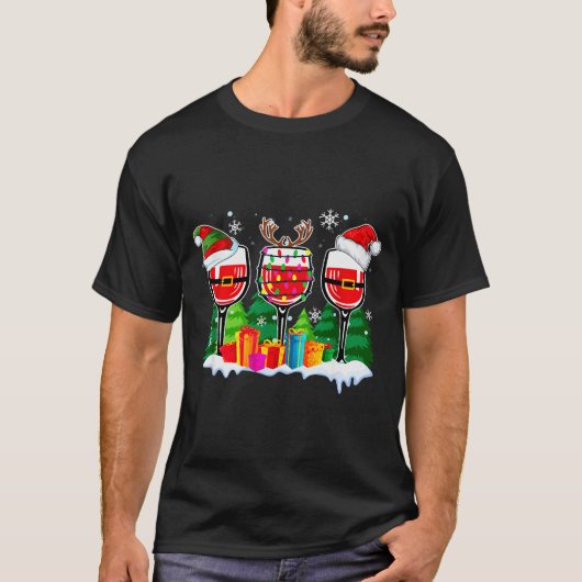 Christmas Wine - Funny Reindeer Santa Xmas Alcohol T-shirt (Voorkant)