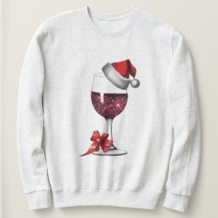 Christmas Wine Glass Graphic, Santa's Pet Print Trui