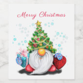 Christmas Wine Label Happy Gnome met Gift Wijn Etiket (Enkel label)