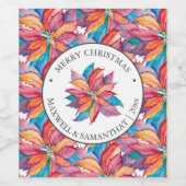 Christmas Wine Label Waterverf Botanisch Wijn Etiket (Enkel label)