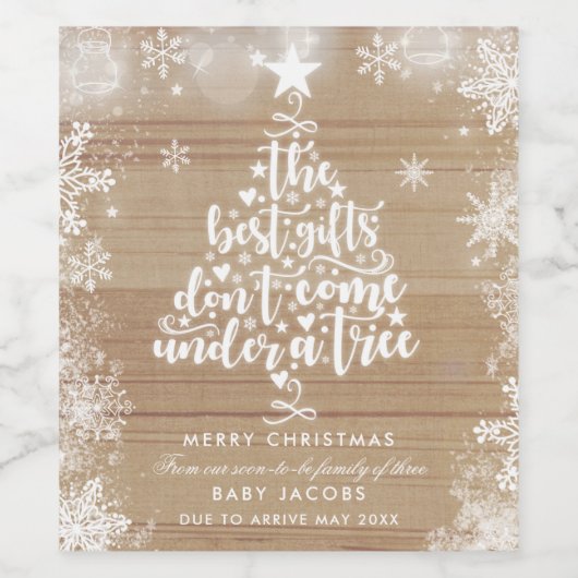 Christmas Wine label Zwangerschap onthullen Family Wijn Etiket (Enkel label)