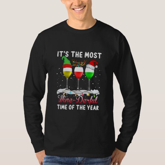 Christmas Wine Tee Xmas Alcohol Pajama PJ Tops (Voorkant)
