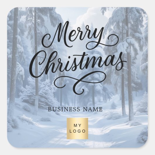 Christmas wintee wonderland snow business logo vierkante sticker (Voorkant)