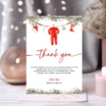 Christmas Winter Baby shower Dank u kaart<br><div class="desc">Show uw dankbaarheid met deze moderne en elegante Christmas Winter Baby shower Thank You Cards. Terwijl de serene schoonheid van pijnbomen en winterwonderland onze viering omringt, verwarmde uw aanwezigheid ons hart. Het grijze en groene kleurenschema is de perfecte weergave van ons genderneutraal baby shower. Uw bedachtzame gaven en welwillendheid hebben...</div>
