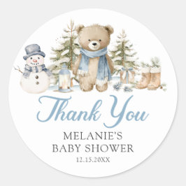 Christmas Winter Baby Shower Favor Ronde Sticker