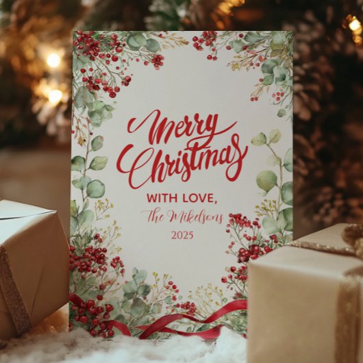 Christmas Winter Berry Krans Feestdagenkaart