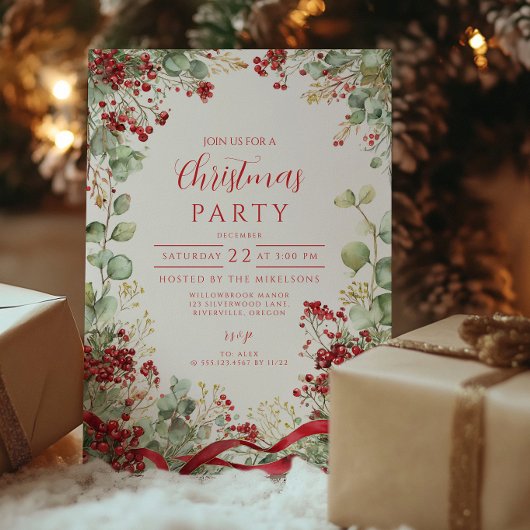 Christmas Winter Berry Krans Kaart