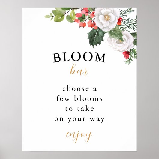 Christmas Winter Bloom or Flower Bar Sign Poster (Voorkant)