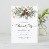 Christmas Winter Botanical Watercolor Party Kaart (Staand voorkant)