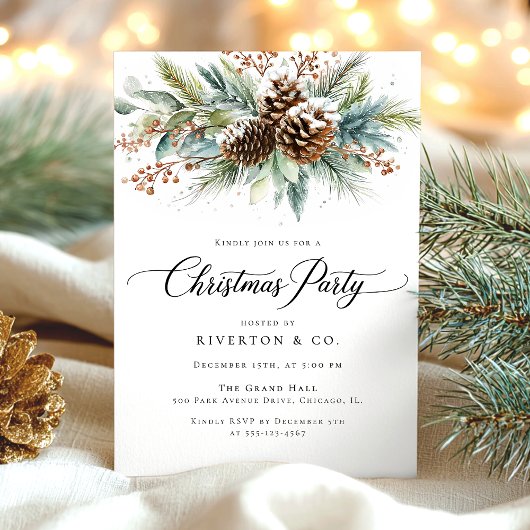 Christmas Winter Botanical Watercolor Party Kaart
