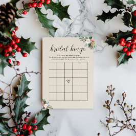 Christmas Winter Bridal Shower Bingo Game Card Kaart