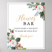 Christmas Winter Bridal Shower Flower Bar Sign Poster (Voorkant)