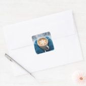 Christmas Winter Coffee With Mittens and Snowflake Vierkante Sticker (Envelop)