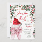Christmas Winter Coquette Bow Santa Baby Shower Kaart (Voorkant)