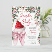 Christmas Winter Coquette Bow Santa Baby Shower Kaart (Staand voorkant)