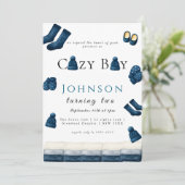 christmas winter cozy boy turning two kaart (Staand voorkant)