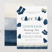 christmas winter cozy boy turning two kaart (Voorkant / Achterkant)