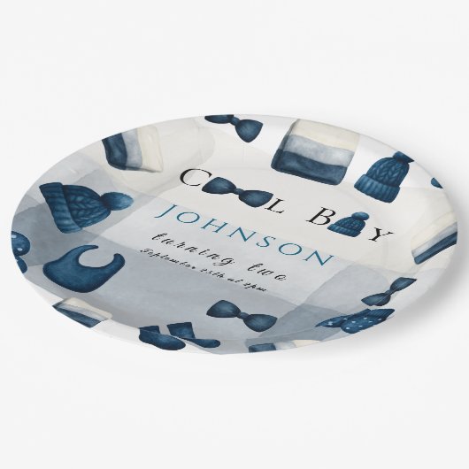 christmas winter cozy boy turning two papieren bordje (Gekanteld)