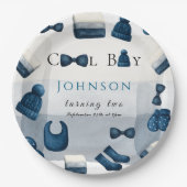 christmas winter cozy boy turning two papieren bordje (Voorkant)