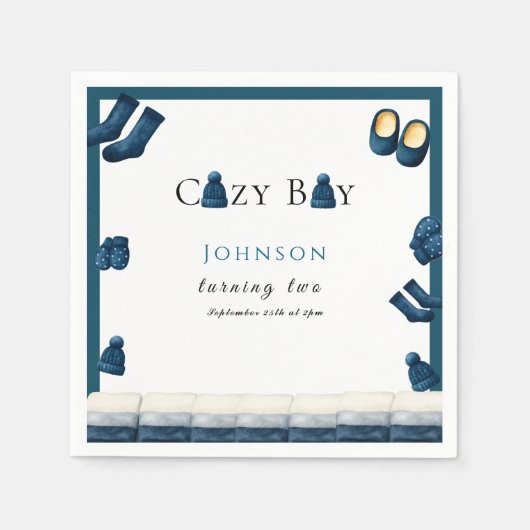 christmas winter cozy boy turning two servet (Voorkant)