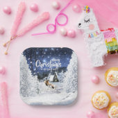 Christmas Winter Fairy Tale, Sable Collie Dog - Papieren Bordje (Feest)