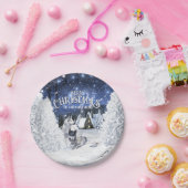 Christmas Winter Fairy Tale, Wolves in Snow - Papieren Bordje (Feest)