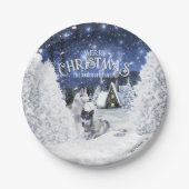 Christmas Winter Fairy Tale, Wolves in Snow - Papieren Bordje (Voorkant)