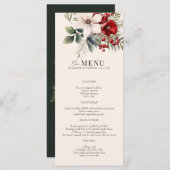 Christmas Winter Floral Elegant Wedding Menu (Voorkant / Achterkant)