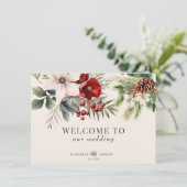 Christmas Winter Floral  Wedding Welcome Cards Kaart (Staand voorkant)