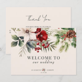 Christmas Winter Floral Wedding Welcome Cards Kaart