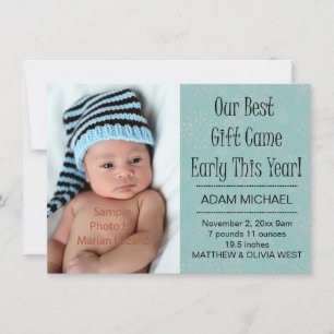 Christmas Winter Holiday Birth Announcements Feestdagenkaart