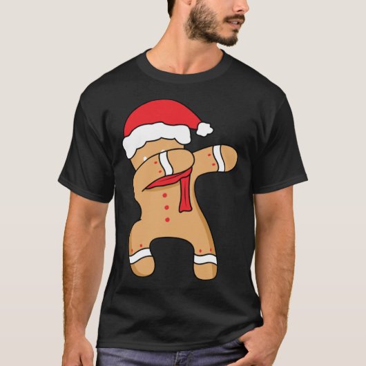 Christmas winter holiday dance dabbing gingerbread t-shirt (Voorkant)