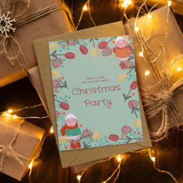 Christmas Winter Lamb Floral Border Illustration Kaart