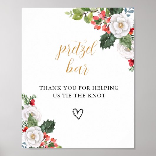Christmas Winter Pretzel Bar Bridal Shower Sign Poster (Voorkant)