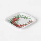 Christmas winter red berries with greenery papieren bordje (Gebogen)