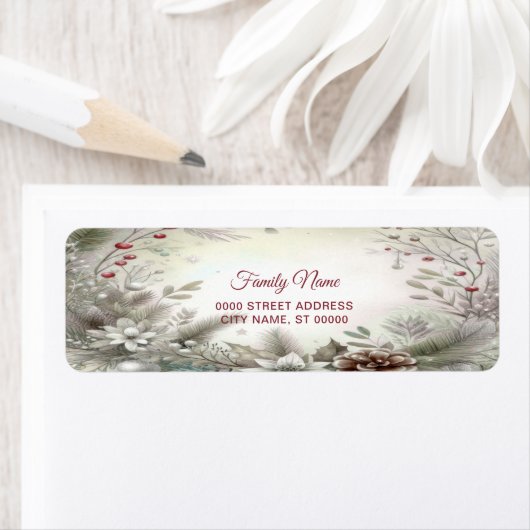 Christmas Winter Return Address Lab Etiket (Insitu)