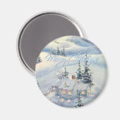 CHRISTMAS WINTER SCENE VAN SHARON SHARPE MAGNEET (Voorkant / Achterkant)