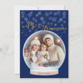 Christmas Winter Snow Globe Custom Photo Feestdagenkaart (Voorkant)