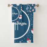 CHRISTMAS WINTER SNOWMAN  MONOGRAM BAD HANDDOEK<br><div class="desc">Add some uniqueness and fun to your daily experience through this single and trendy design. Have fun with this design and lots of love.</div>