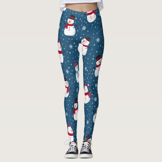 CHRISTMAS WINTER SNOWMAN MONOGRAM LEGGINGS (Voorkant)