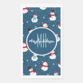 CHRISTMAS WINTER SNOWMAN MONOGRAM SERVET (Voorkant)