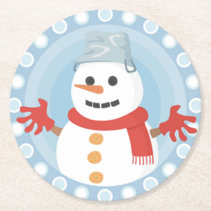 CHRISTMAS WINTER SNOWMAN RONDE KARTONNEN ONDERZETTER