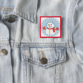 CHRISTMAS WINTER SNOWMAN VIERKANTE BUTTON 5,1 CM (In situ)