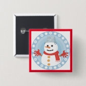 CHRISTMAS WINTER SNOWMAN VIERKANTE BUTTON 5,1 CM (Voorkant /achterkant)