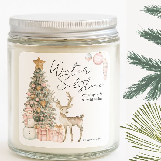 Christmas Winter Solstice Candle Label Sticker