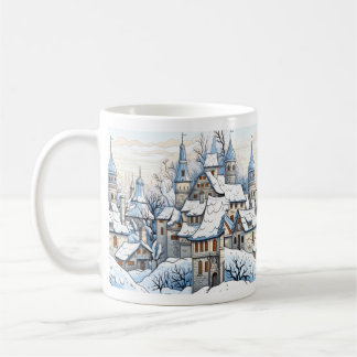 Christmas Winter Village Sneeuwdak topjes Blauwe M Koffiemok