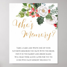 Christmas Winter Who's Memory Bridal Shower Game  Poster